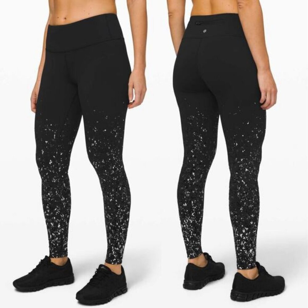 LULULEMON Special Edition Speed Wunder Tight 28" Speckle Shine Size 4 Deep Coal